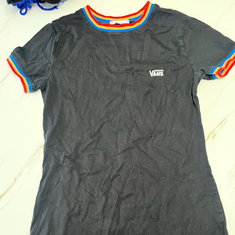 Vans Black Dress with Colorful Sleeve Trim